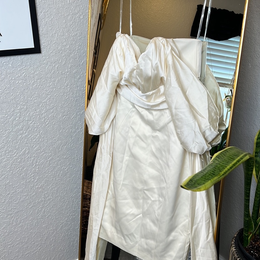 HOUSE OF CB 'Aisha' Ivory Satin Strapless Dress NWOT - Picture 7 of 13